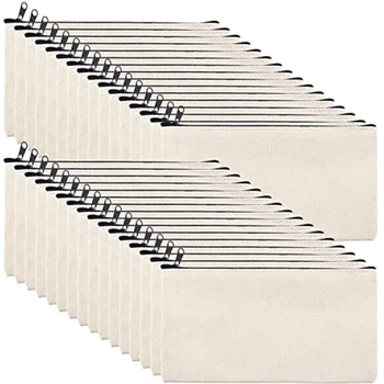 10/20/40 pçs sacos de lona com zíper multifuncional em branco diy artesanato malotes sacos de lápis caso bolsa para casa escola viagem