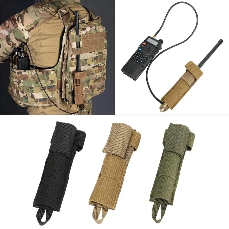 Tactische Radio Antenne Verplaatsing Kabel Molle Pouch Modulaire Vest Riem Tas Houder Prc152/148 Mbitr UV-13 Pro Plus Walkietalkie