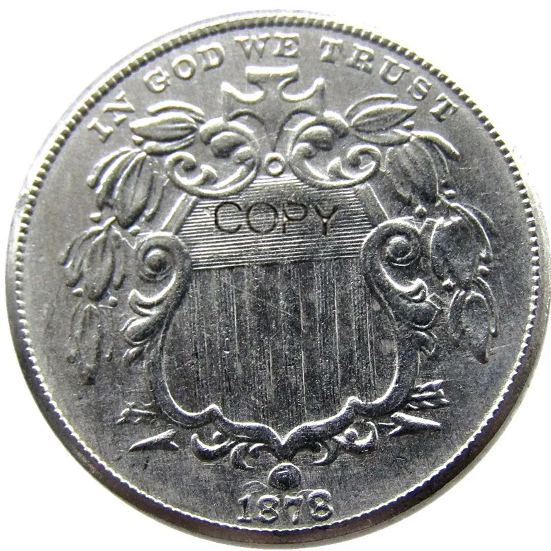 US 1878 Shield Nickel Plated Five Cents Copy Coin