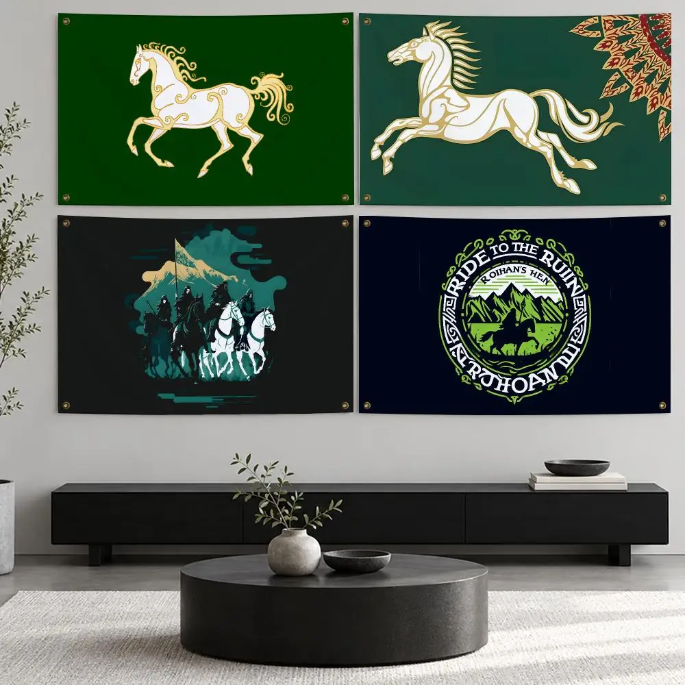 Art Kingdom of Rohan Horses Flags Decorative Flag Banner Wall Hanging, Indoor Outdoor Wall Decor for Yard Garden Patio Porch