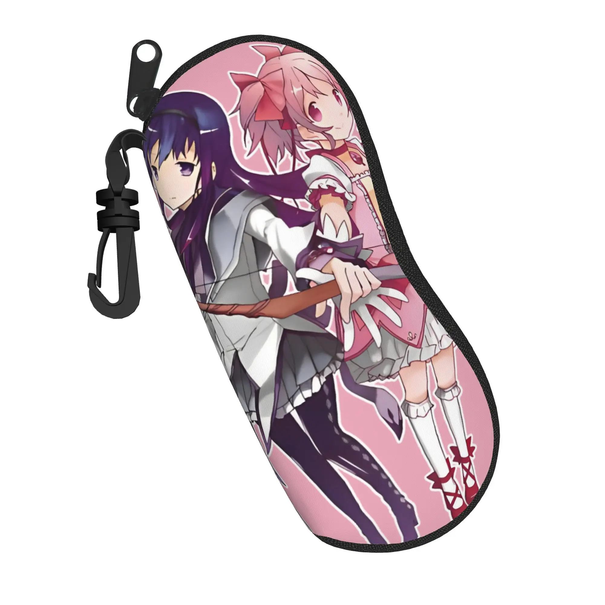 Estuche para gafas de anime Homura Puella Magi Madoka Magica, unisex, anticaída, con cremallera, bonito estuche para gafas Kyubey, caja de almacenamiento para gafas de sol