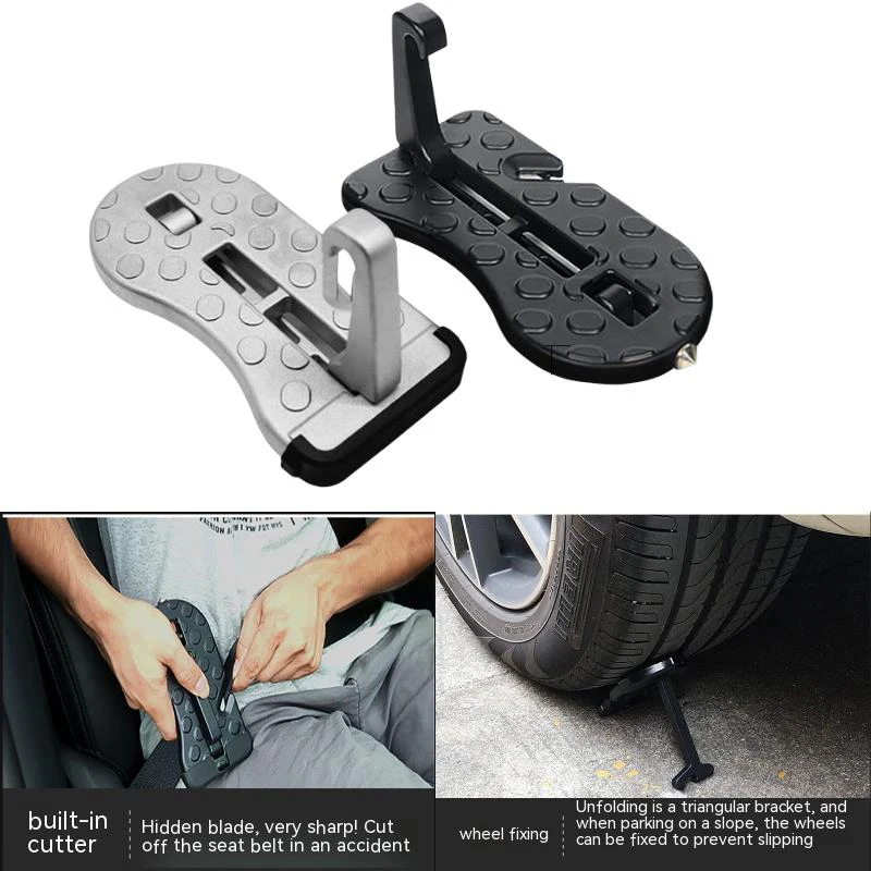 

Extended Car Door Step Foldable Car Roof Rack Step Universal Latch Hook Auxiliary Foot Pedal Aluminium Alloy Safety Hammer