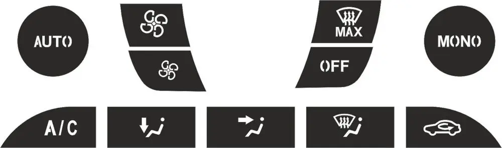 A/C 기후 단추 수리 키트, 변색 된 차량 에어컨 제어 스위치 단추 수리 스티커, 포드 포커스 1999-2005