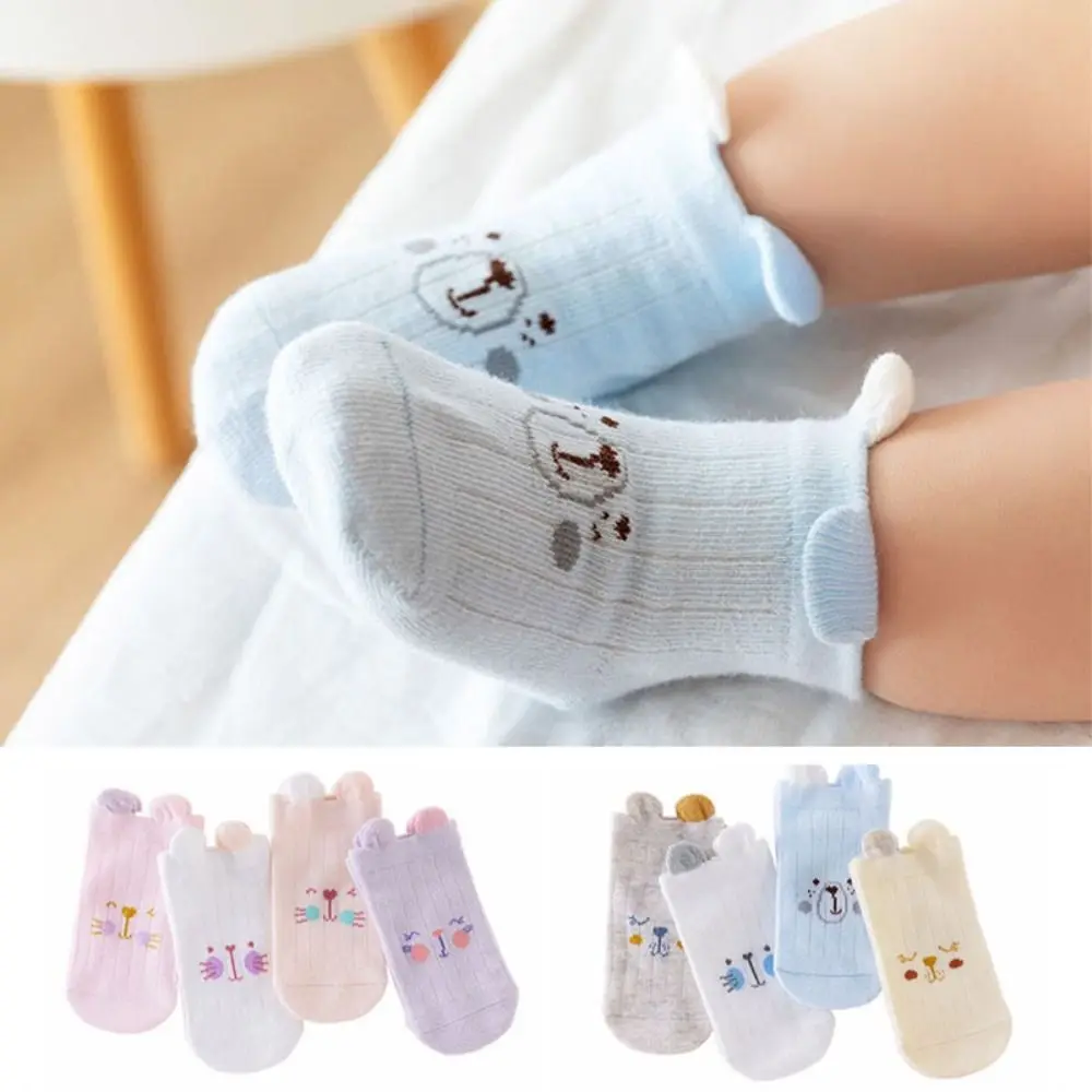 

8Pairs Bear Ears Baby Cotton Socks Cat Rabbit Breathable Toddle Short Tube Socks Autumn Spring Cute Children Cartoon Socks