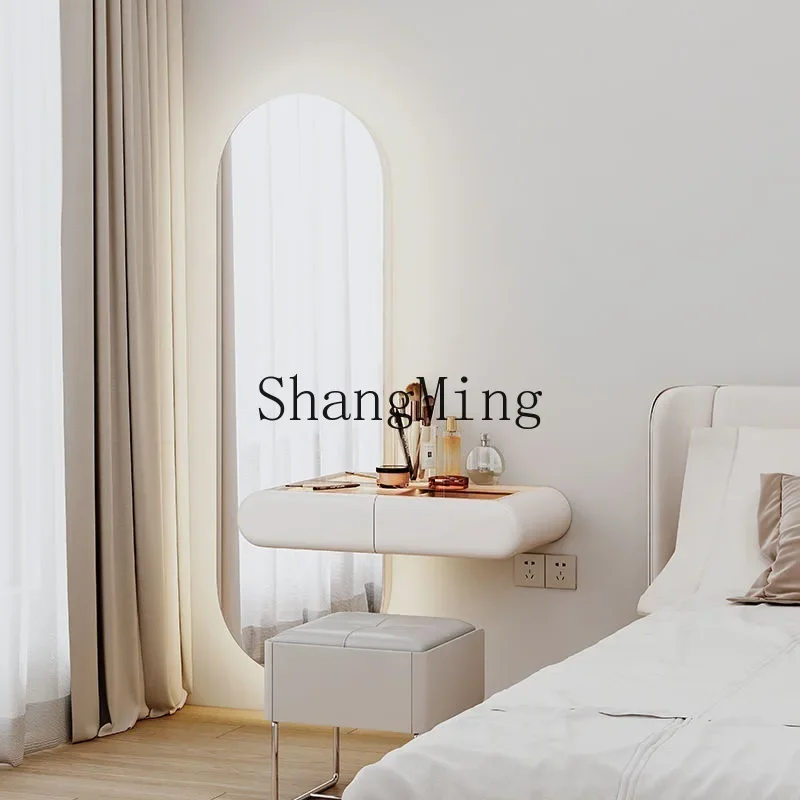 ZYY Delicate Premium Small Bedroom Suspended Full Body Mirror Wall Mounted Mini Bedside Suspended Makeup Table