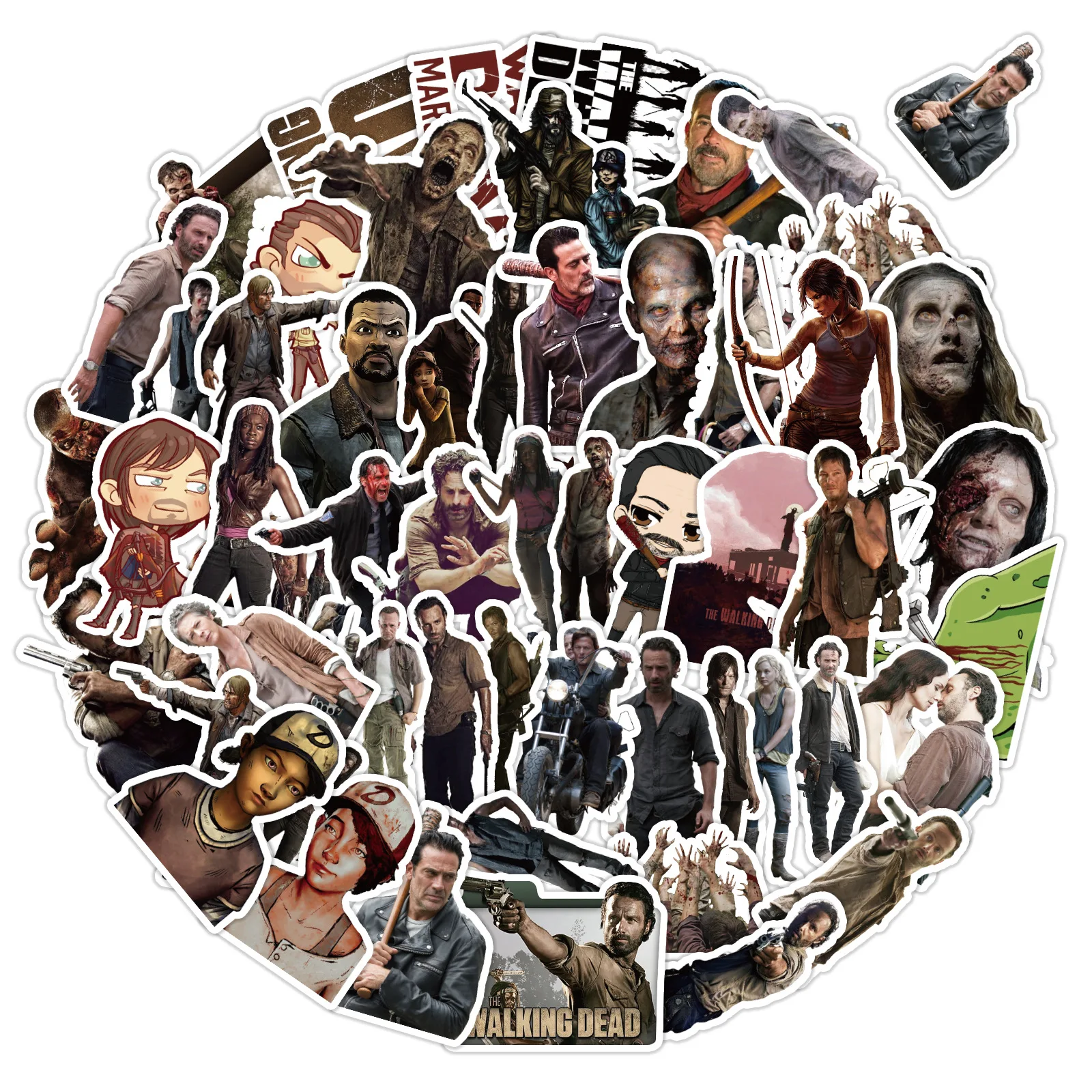 50 pegatinas de grafiti de la serie de televisión The Walking Dead, personalizadas, decorativas, para vasos, cajas de papelería, portátiles, maletas.