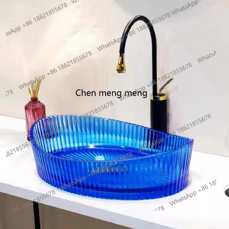 

Oval, glass wash basin Small household wash basin Upper basin High-end hotel household wash