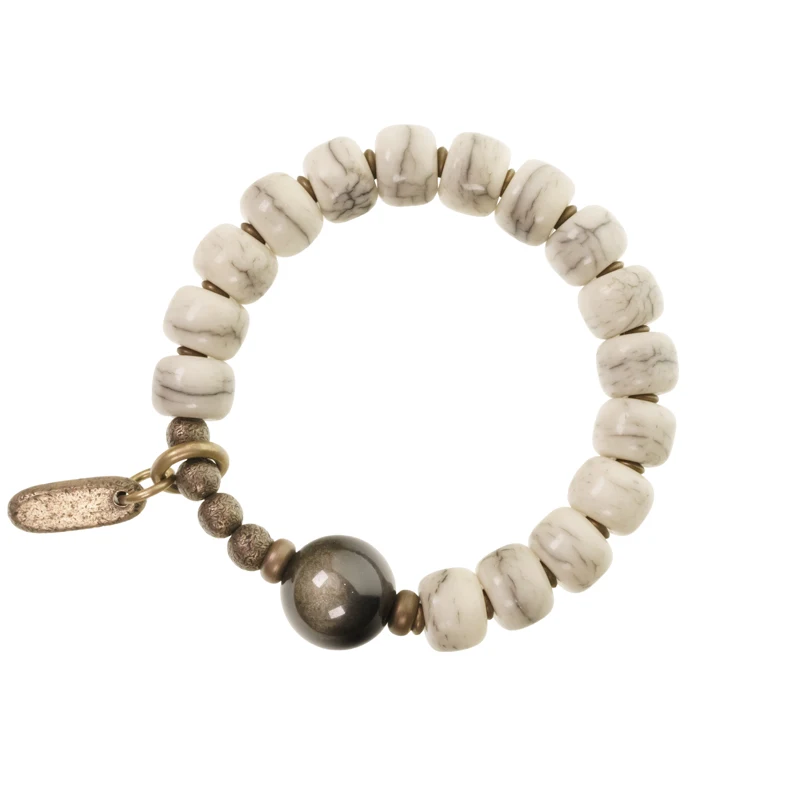 

Old-fashioned bead beef bone bracelet women's personality design can play with single-circle bracelet boys' jewelry