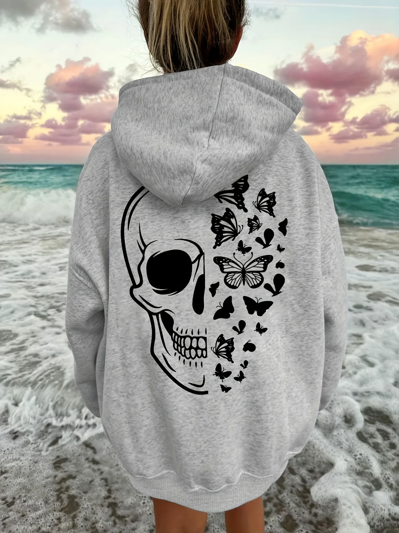 

Skull Graphic Printing Autumn and Winter Pure Cotton Men's and Women's Hoodies Casual Outdoor Street Sports Loose Training Brand