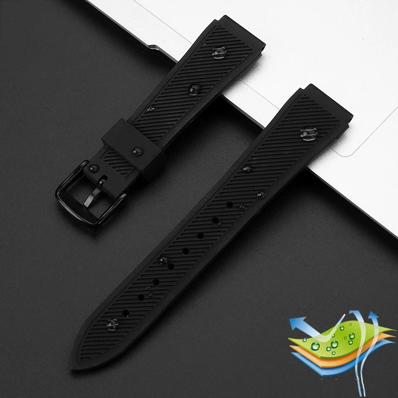Correa de reloj de goma negra de 18mm adecuada para relojes cuadrados pequeños Casio AE1200/1300 SGW400 AQ-150W A158W A168 correa de reloj de silicona