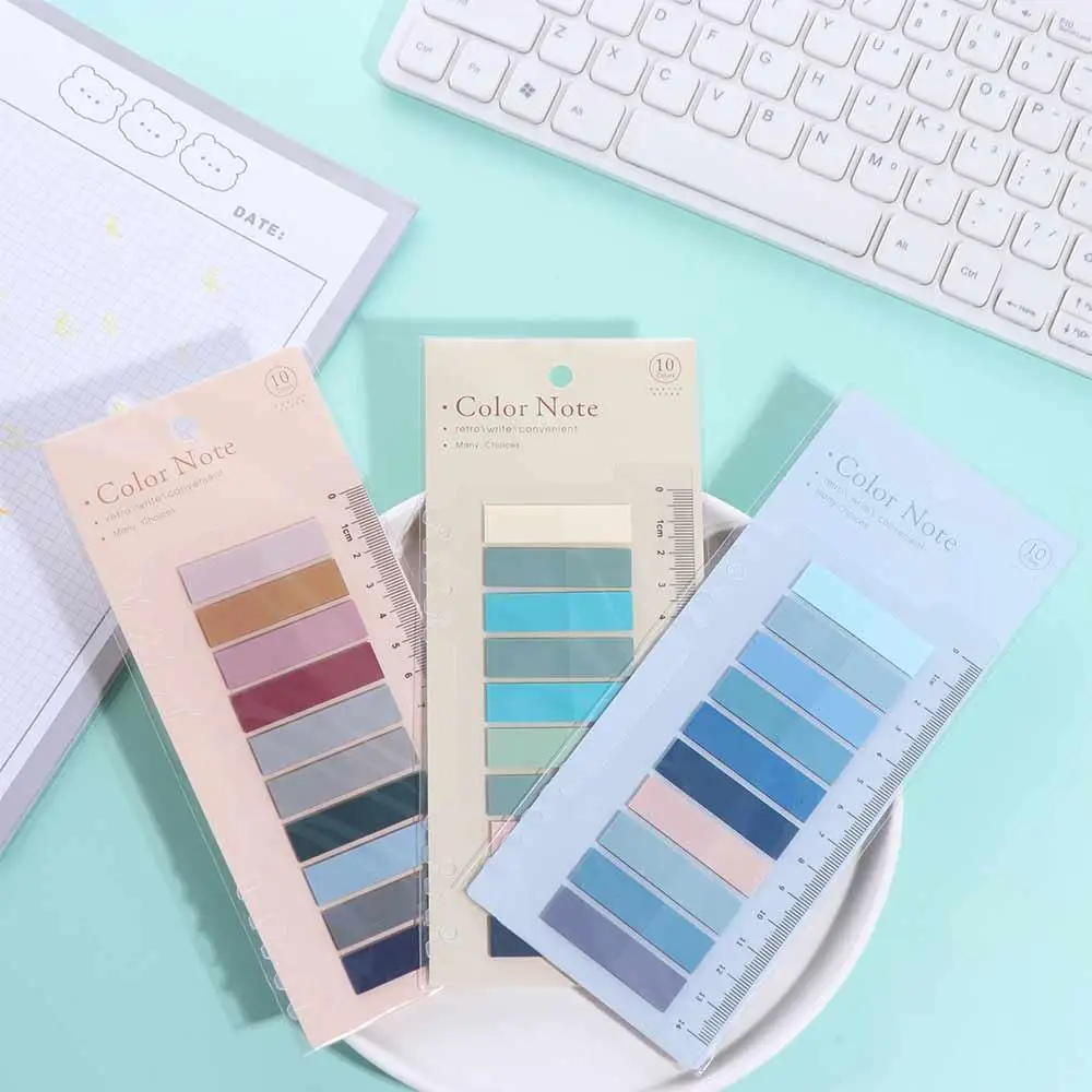 Set di schede indice autoadesive Morandi trasparenti impermeabili Note adesive Etichetta in PET Schede segnapagina Materiale scolastico per ufficio