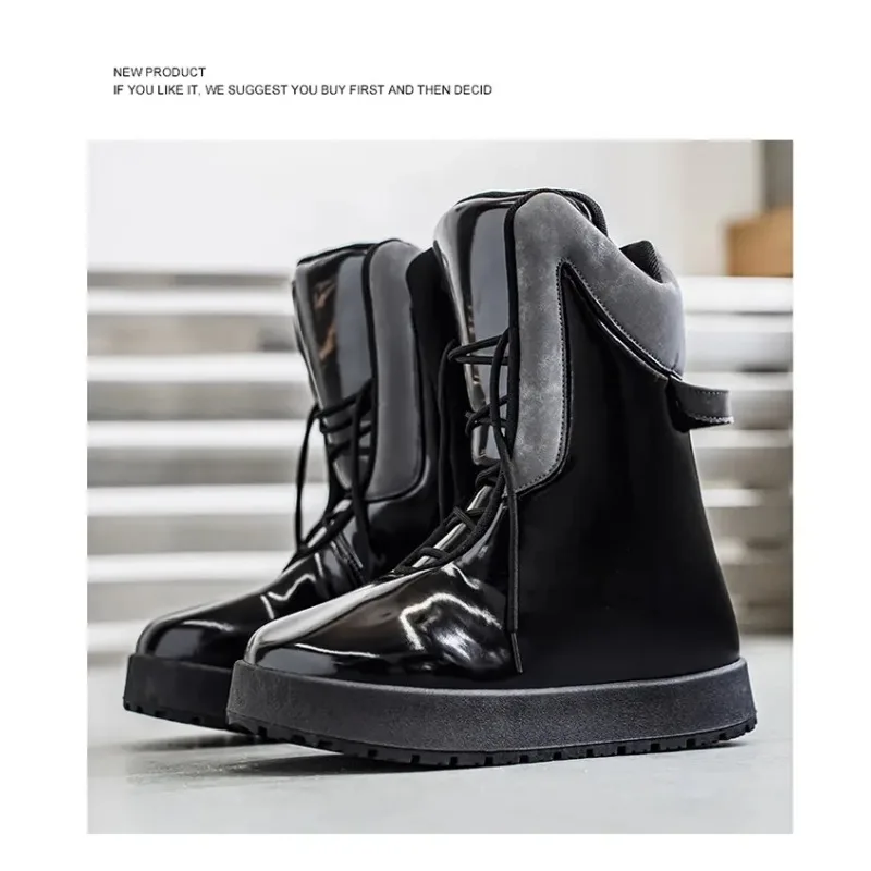 

New fashion 2025 Winter Chic Men's High-Top Boots Soft Cold-Proof Warm Snow Boots Outdoor Street Plain Non Slip Casual