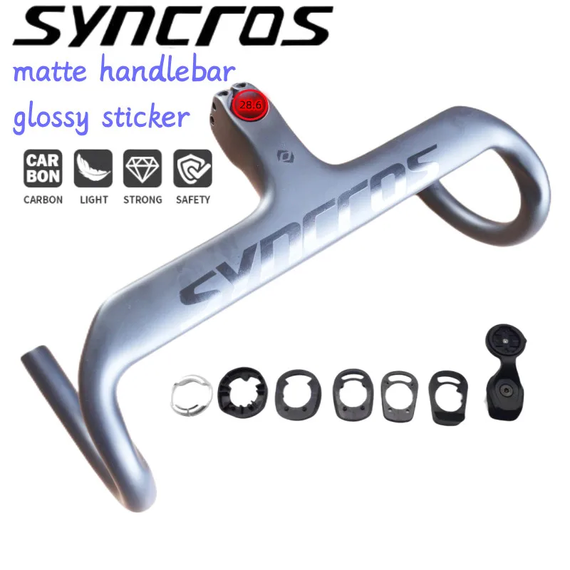 Syncros  carbon handlebar  T800 Carbon Fiber Integrated Handlebar 380-440mm Road Bike Bent Bar For Fork Clamp 28.6mm 80-120mm