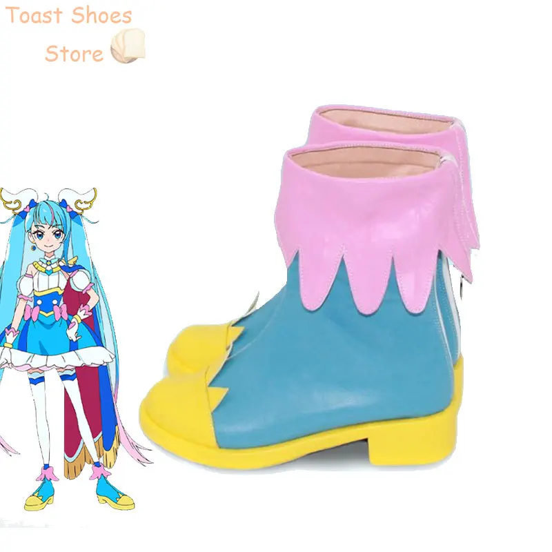 KiraKira Sora Harewataru Cure Sky Cosplay Shoes PU Leather Shoes Cosplay Prop stivali di carnevale di Halloween Costume Prop