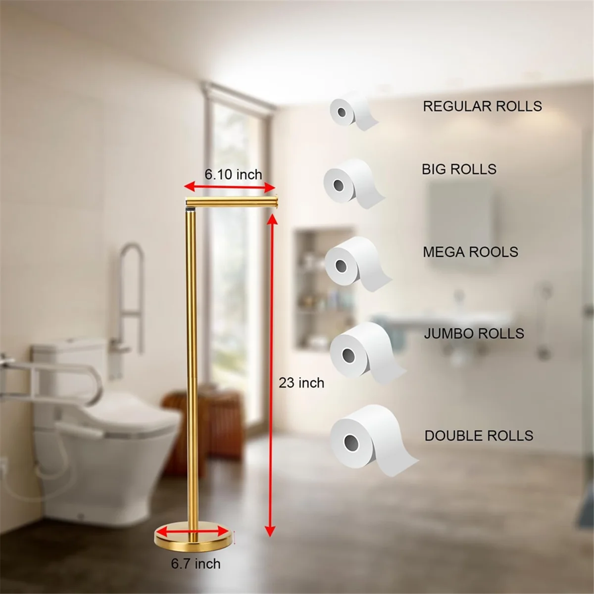 Toilet Paper Holder Stand, Storage Tissue Roll Holder Free Standing for Bathroom, Modern Toilet Paper Roll Holder