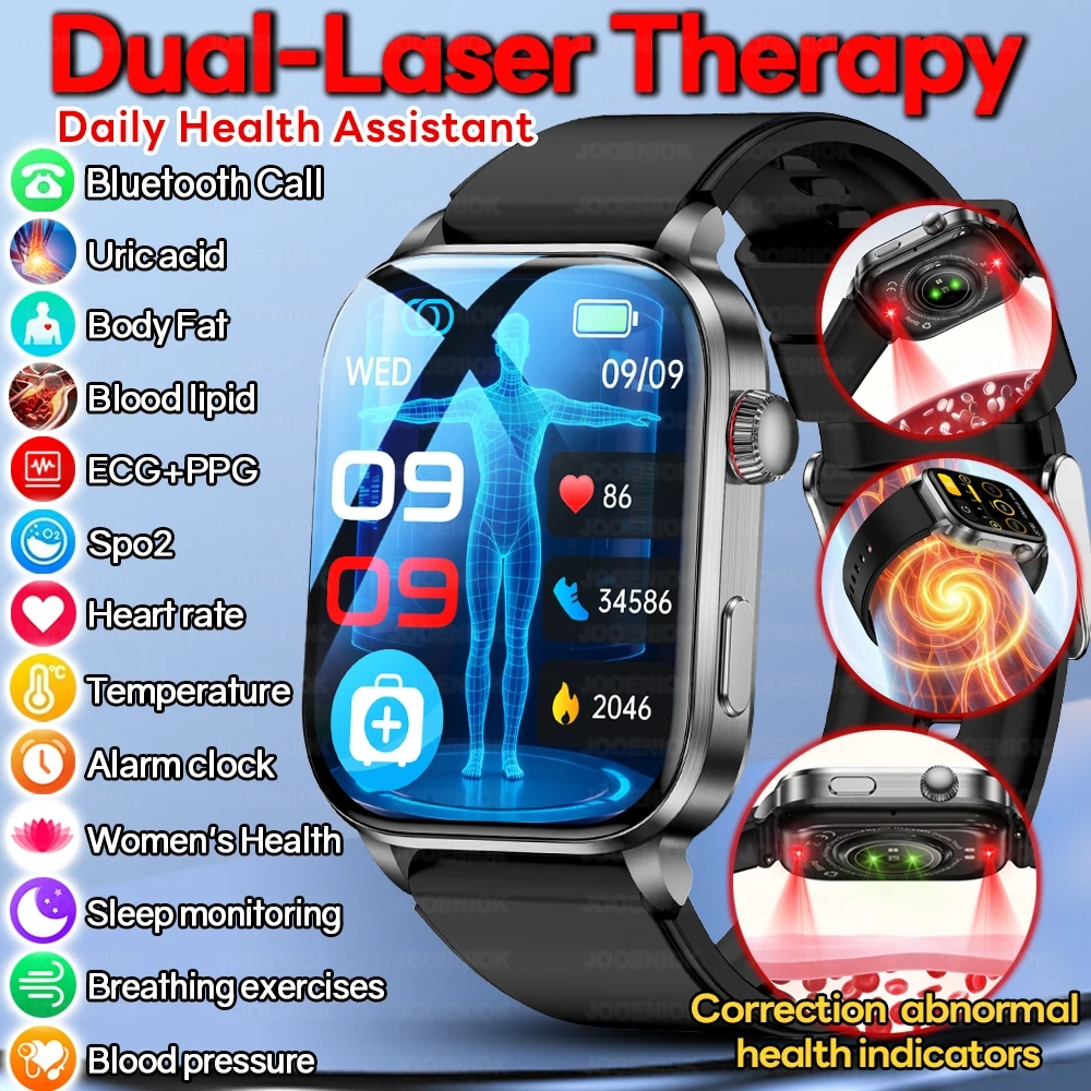 

2026 New Laser Therapy Smart Watch Men Women ECG Monitoring Uric Acid Blood Pressure Health Monitoring Bluetooth Call Smartwatch