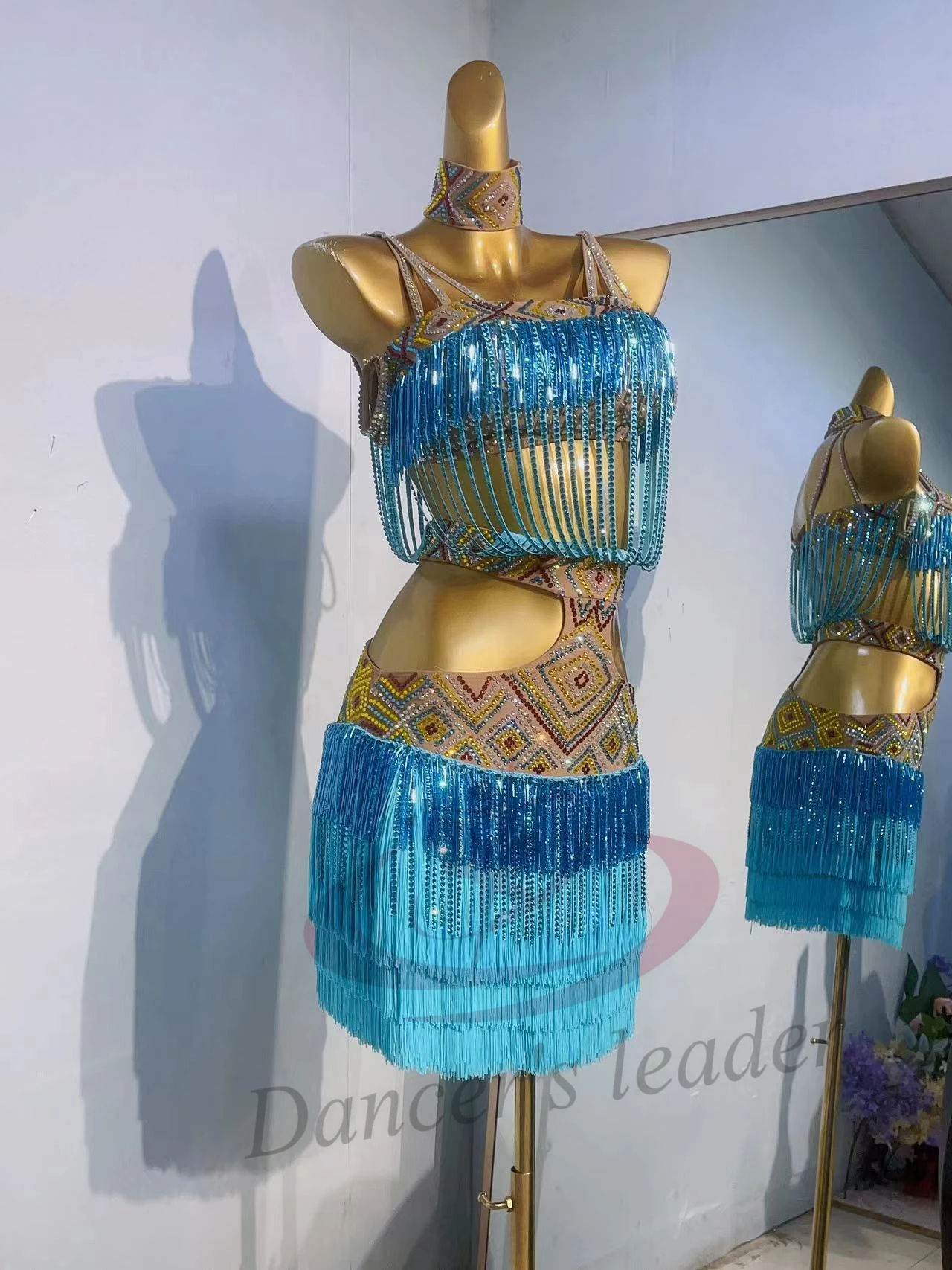 

Latin Dance Professional Dress High-end Custom Colorful Diamond Female Adult Standard Stage Professional Clothing