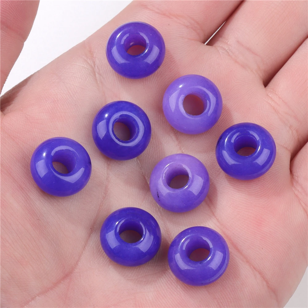 Wholesale Natural Stone Big Hole Beads Smooth Round Abacus Shape Large Hole Pendant Bead for Jewelry Making DIY Accessories