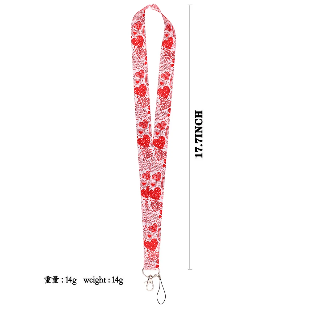 YL237 New Love Heart Lanyards for Key Neck Strap lanyard card ID Badge Holder Gym Key Chain Key Holder DIY Hang Rope Key Rings