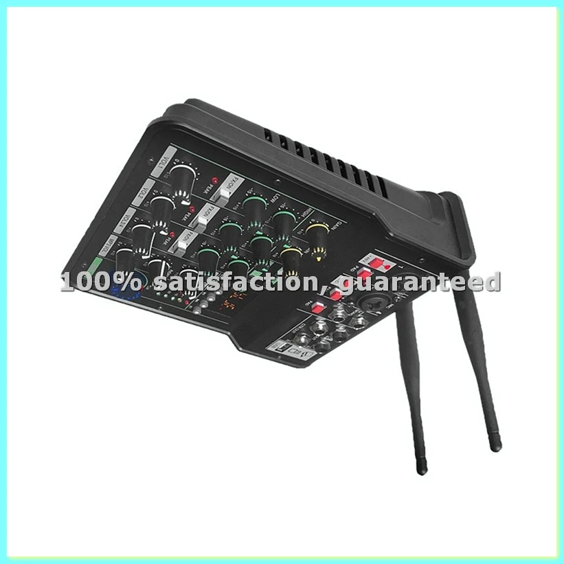 

Audio Mixing with UHF Wireless Microphone 4 Channel Stereo Mixer Console Bluetooth USB for DJ Karaoke PC Record-ABFT