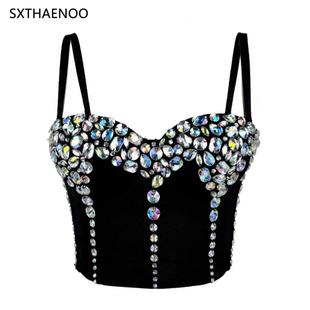 SXTHAENOO 2025 Women Fashion Sexy Acrylic Bustier Back Buckle Crop Corset Cami Top High Street Carnival Party Club Outfit Mujer