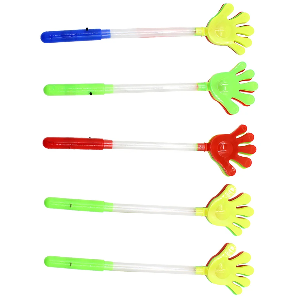 Clappers in plastica luminosi a mano fluorescenti da 5 pezzi per allevamenti di feste, produttori di rumore, oggetti di scena per l'atmosfera del festival