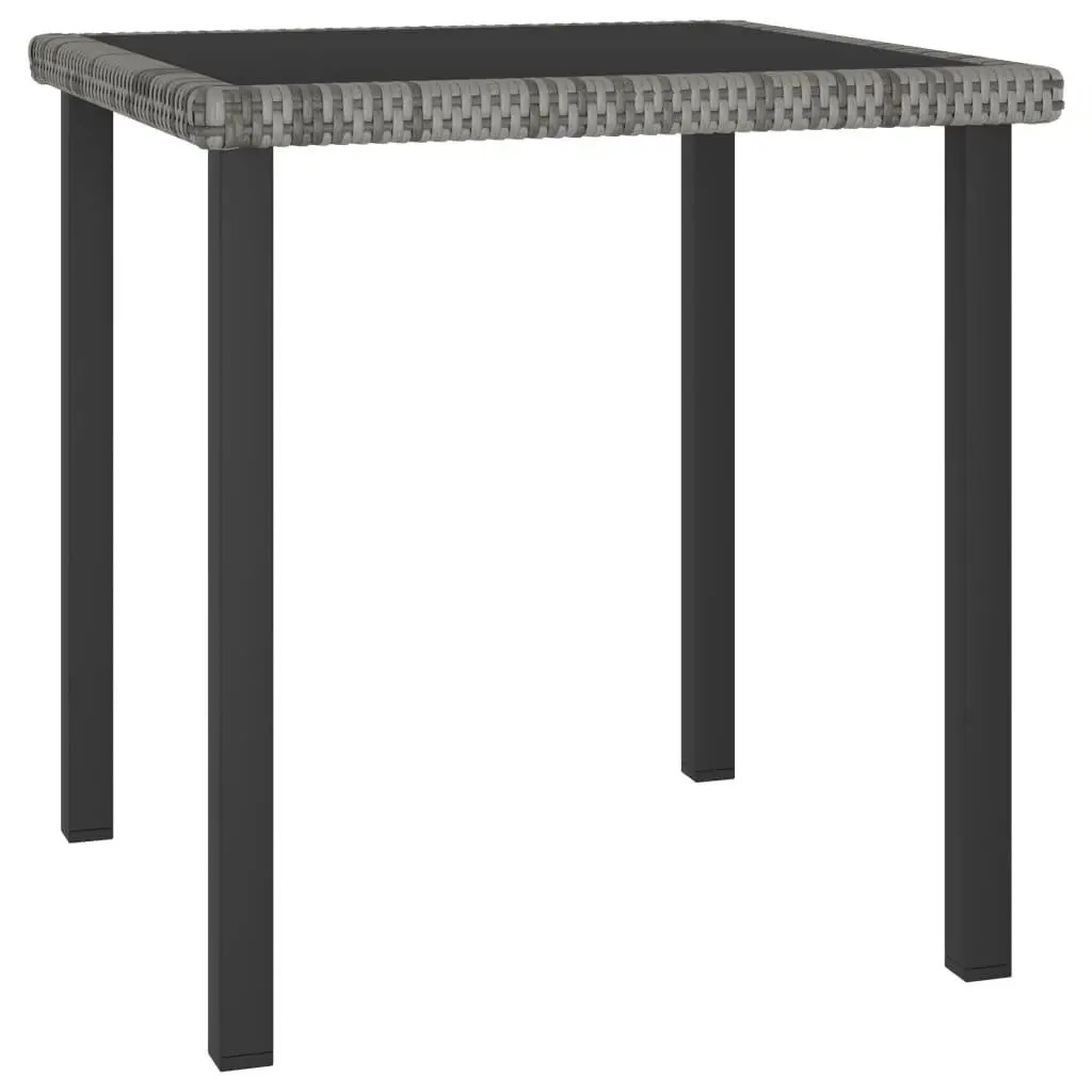 70x70cm Grey Poly Rattan Garden Dining Table - Stylish Outdoor Furniture