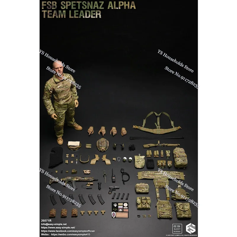 Limitowana EASY&SIMPLE ES 26071R 1/6 FSB SPETSNAZ ALPHA TEAM LEADER Kamuflażowa Tkanina Figurka Akcji Żołnierza Wojskowego 12-calowy