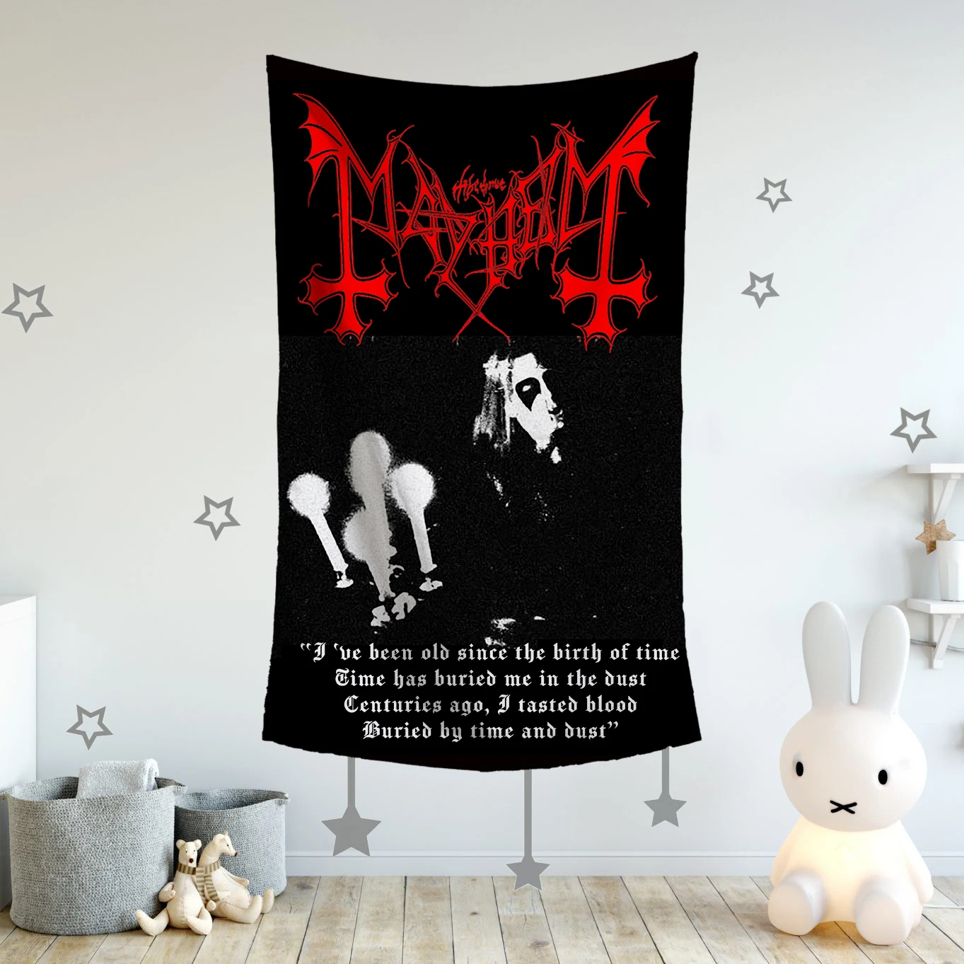 FLAGoal 3X5FT High-Quality Polyester Print Mayhem Dark Metal Band Flag With Fuzzy Sensation Metal Music Artwork Banner