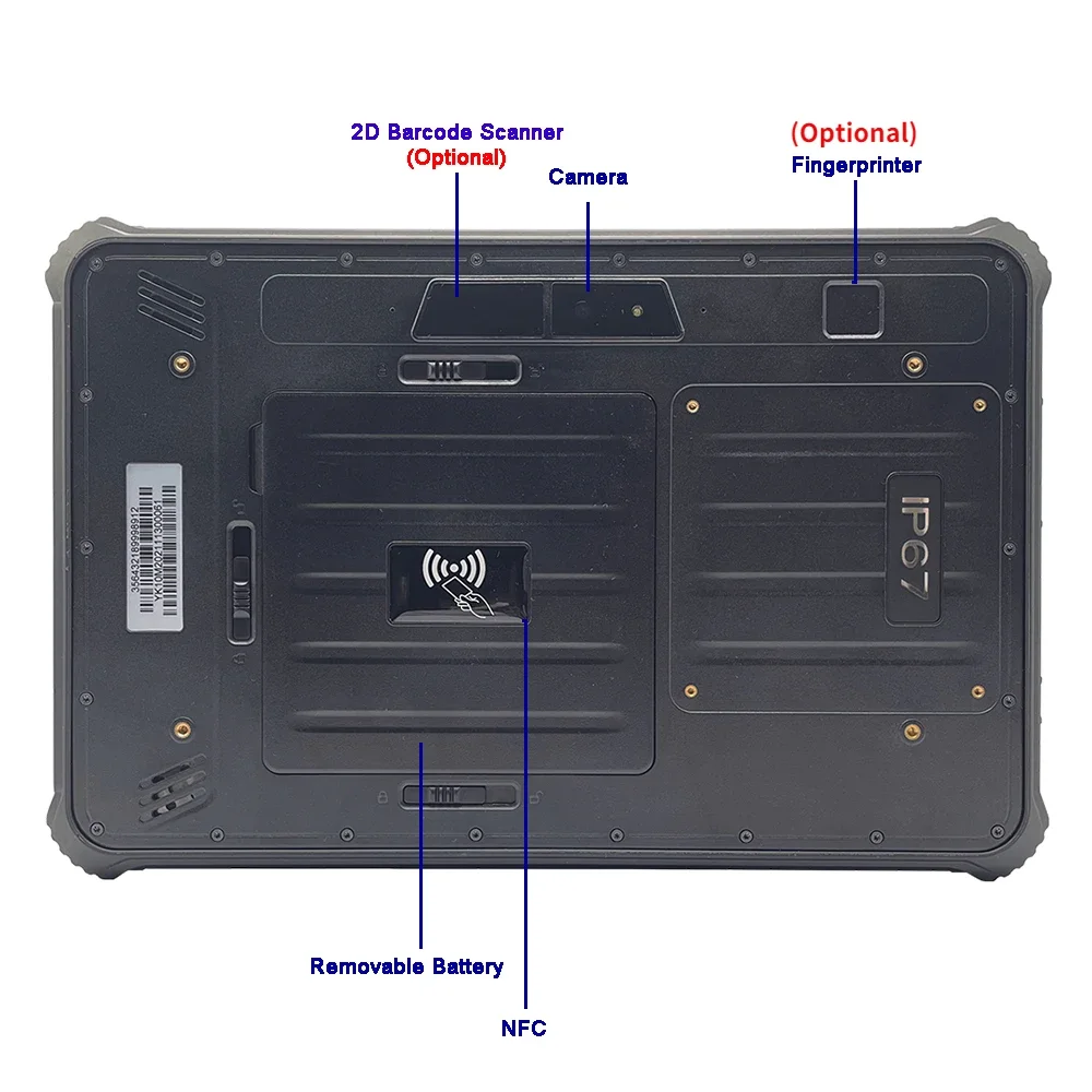 Tablet Android Robusto K10M Original, Luz Solar Impermeável para Veículos PC, 10.1 ", MTK6771, 6GB de RAM, 128GB ROM, NFC, 4G, UHF, RFID, HDMI, GPS, RJ45