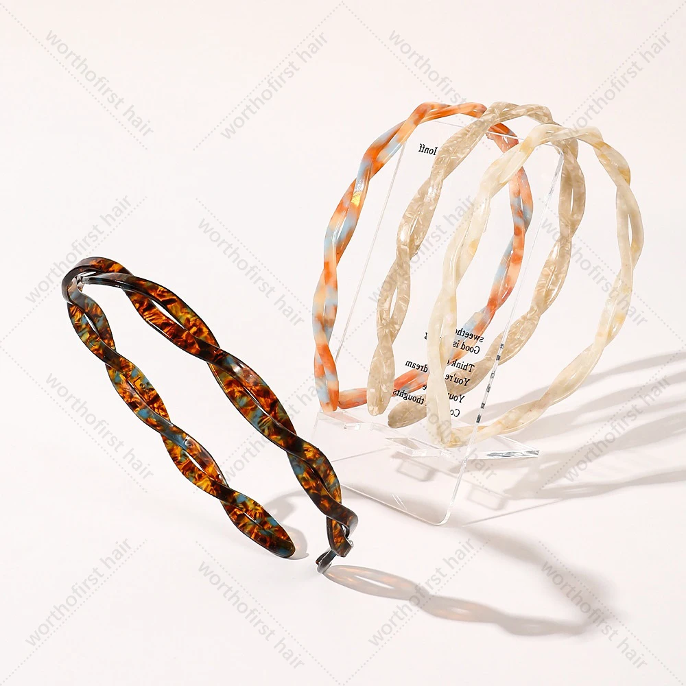 

2025 New wash your face hair bands, fashionable women's hair bands, acetate hair bands, twisted headwear, girls accessories
