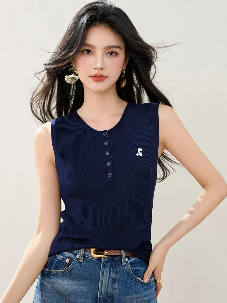 2025 Estate nuova maglia gilet tinta unita Spice Girls canotta moda donna senza maniche top dimagranti