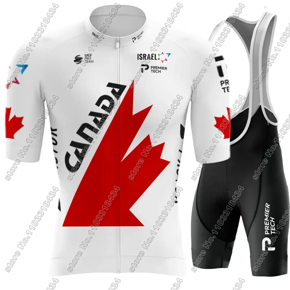 Canada National Team 2024 Cycling Jersey Set Israel-Clothing Men Road Bike Shirt Suit Bicycle bib Shorts MTB Wear Ropa Maillot