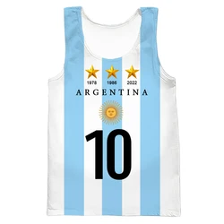 HX Numero fai da te Bandiera argentina Gilet Moda Canotte stampate in 3D In primo piano Abbigliamento sportivo Estate Casual Activewear Dropshipping