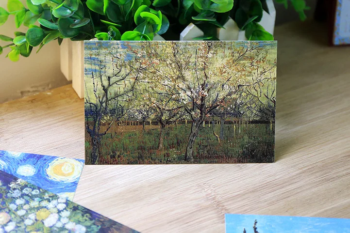 30 Sheets/Box Van Gogh Oil Painting Postcard The Starry Night Art Painting Greeting Card Retro Wish Post Card Gift Message Card