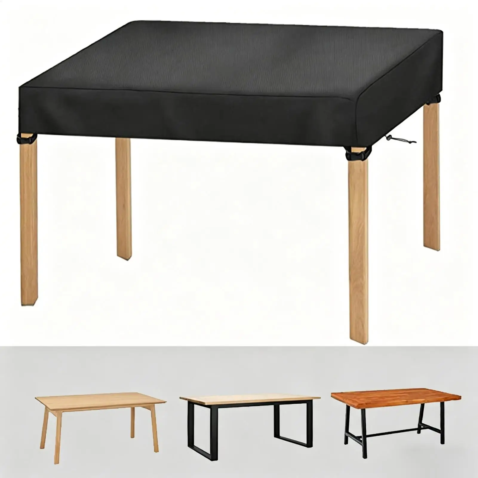 Outdoor Table Covers Waterproof 420D Dust-Proof Square Wrap With Windproof Buckle Patio Table Covers For Outdoor Furniture For
