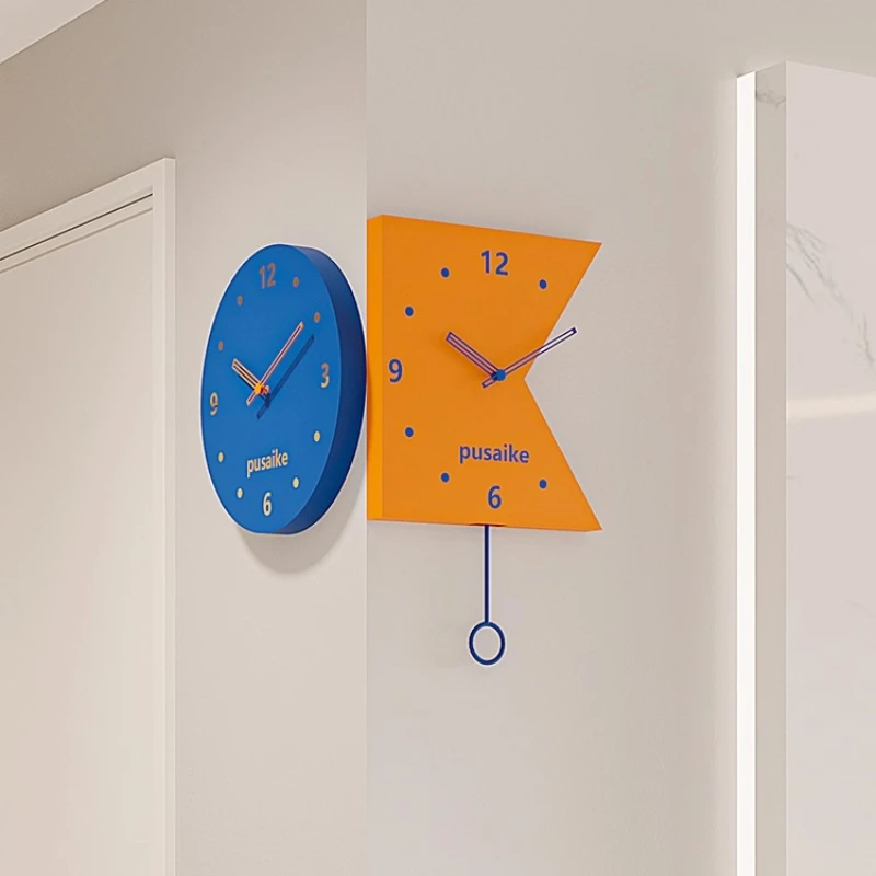 Modern Fashion Double Sided Corner Wall Clock Living Room Decoration Clock Mural Watch Digital Silent Wall Clock Home Decor