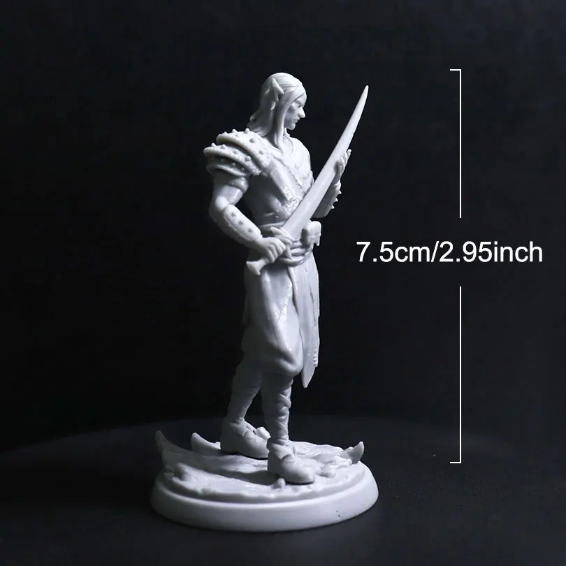 1/24 Forest Elf Mercenary Miniature This unpainted resin miniature captures a weathered elven fighter 1474
