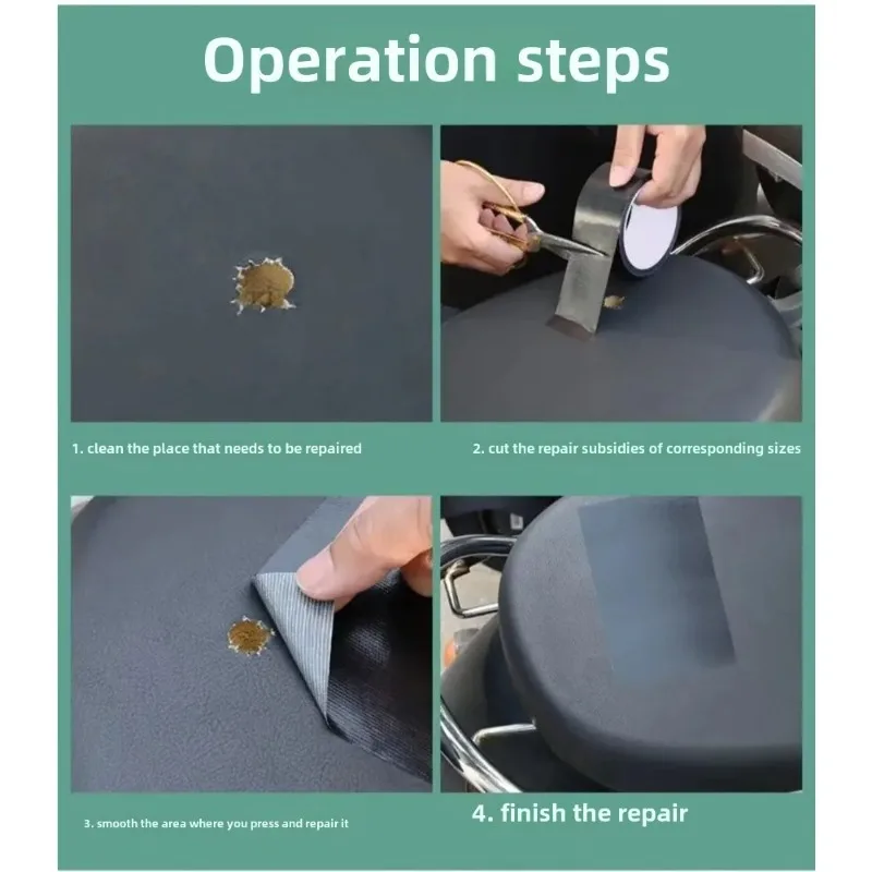 شريط إصلاح مقعد جلدي ذاتي اللصق بقاعدة سوداء - مقاوم للماء، مقاوم للاهتراء لملحقات السيارات والشاحنات والدراجة #5