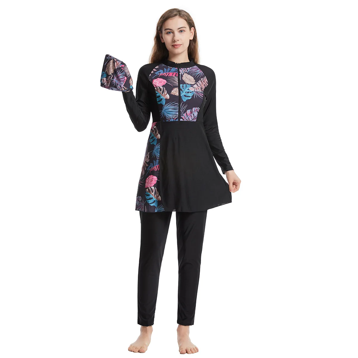 Women's Clothing Muslim Fashion Muslim Swimwears Conservative Patchwork Swimsuit​ High Strecth Swiming Suit Beach style Summer
