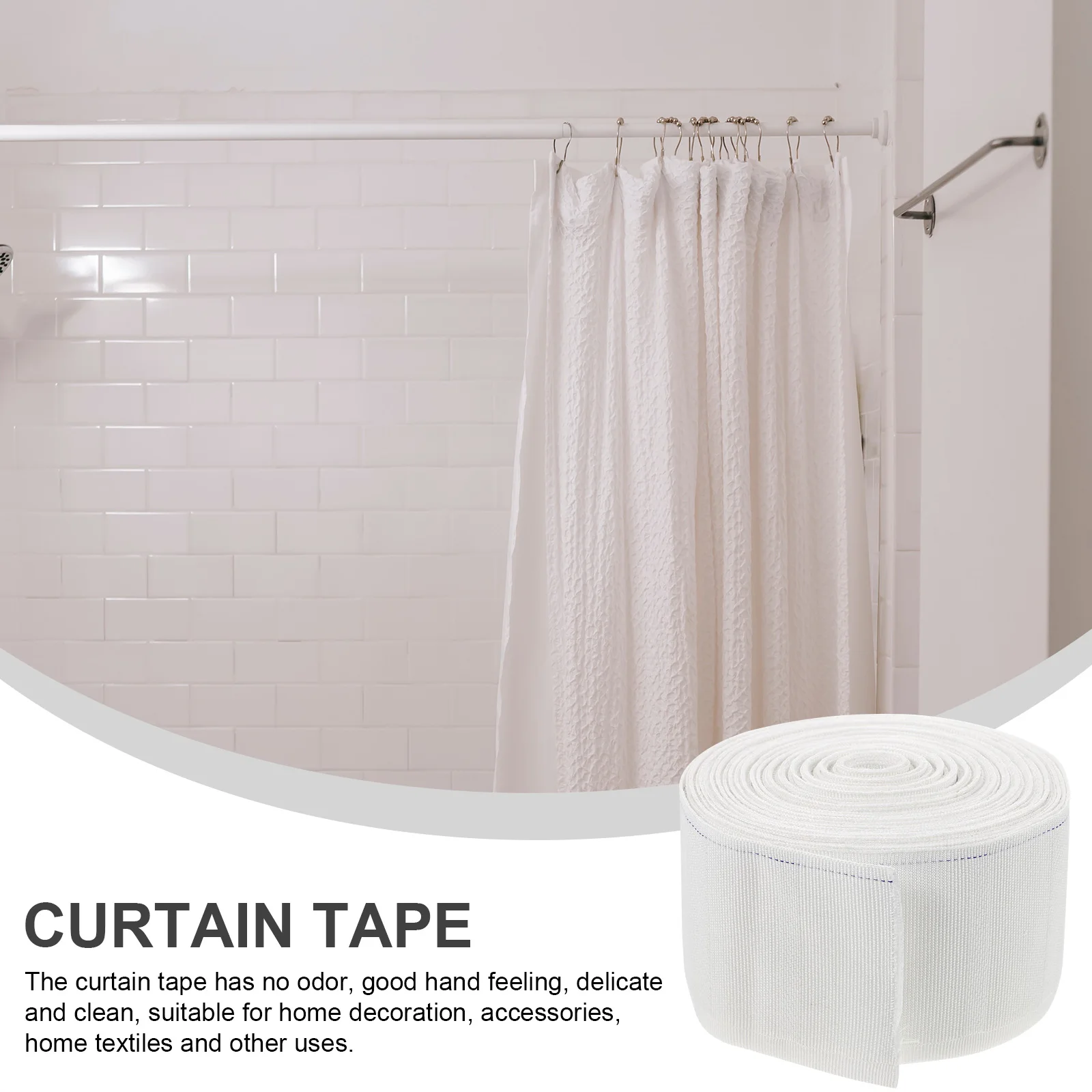 

Curtain Pleated Tape 2 Yards Heavy Duty Washable No Odor Sturdy DIY Heading Pinch Pleated Tape for Shower Door Window