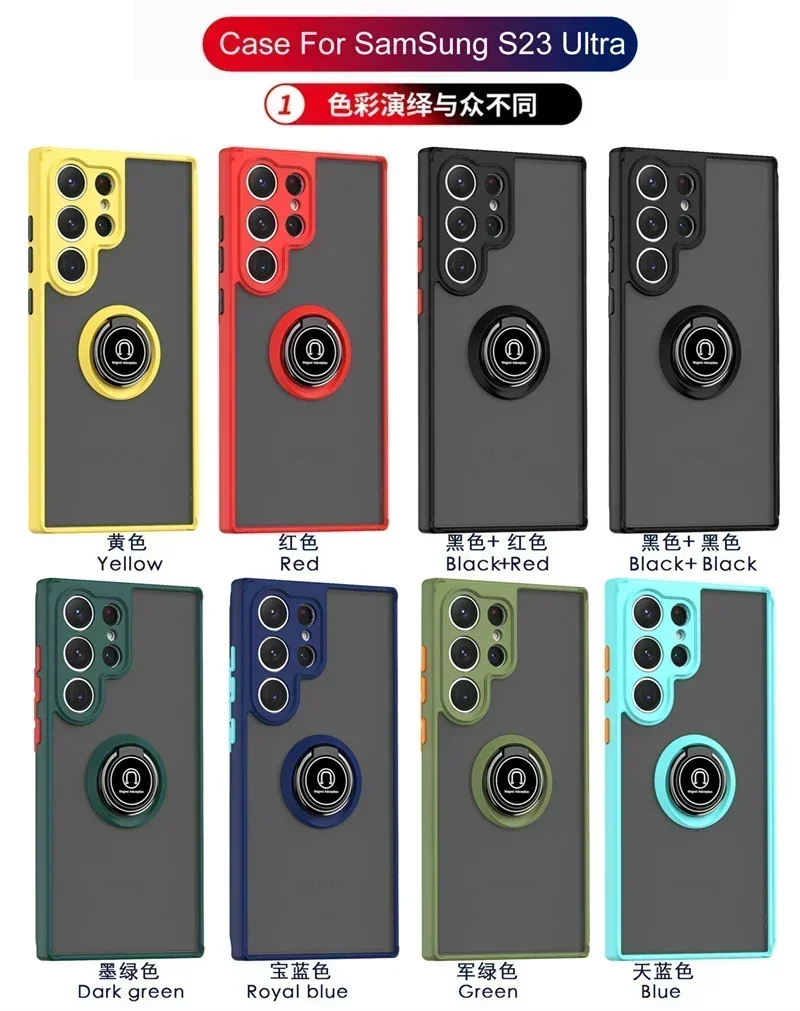 Magnetic Ring Matte Case For Samsung Galaxy S24 S23 S22 S21 S20  S10 S9 S8 Plus FE Note 8 9 10 20 Lite Plus Ultra Cover image 2
