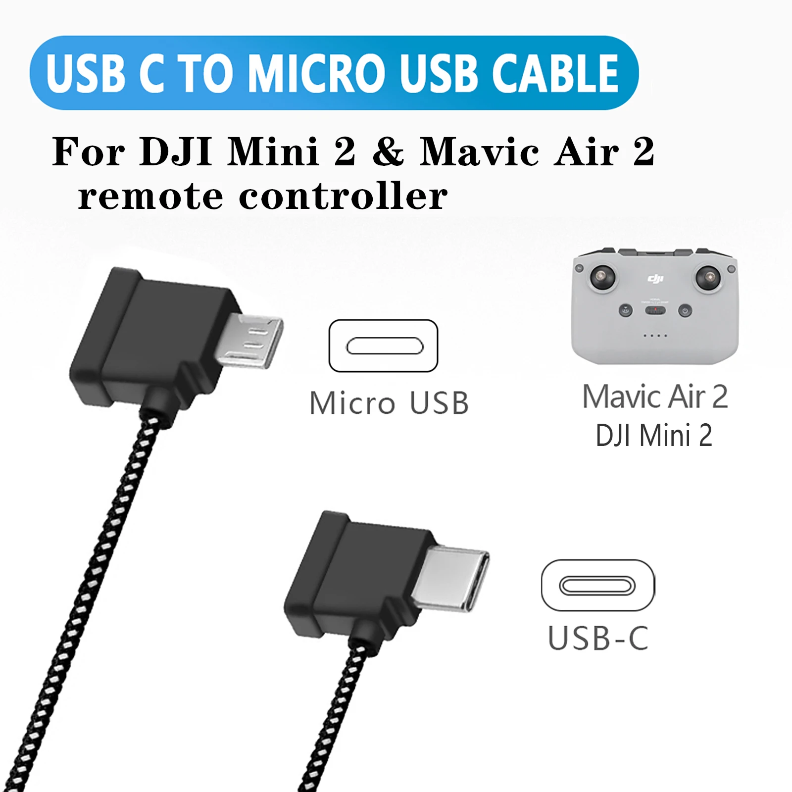 Data Cable For DJI Mavic 3/Ari 2/2S/Mini 2/OSMO Pocket 1 2 Drone IOS Type-C Micro-USB Adapter Wire Connector Tablet Phone Cable