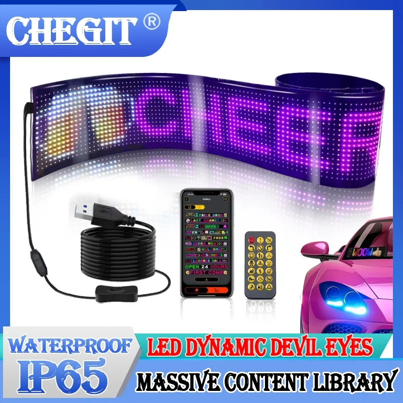 Scrolling Advertising LED Sign Panel Bluetooth App Control Logo Light Customize Text Pattern Animation Programmable Car Display