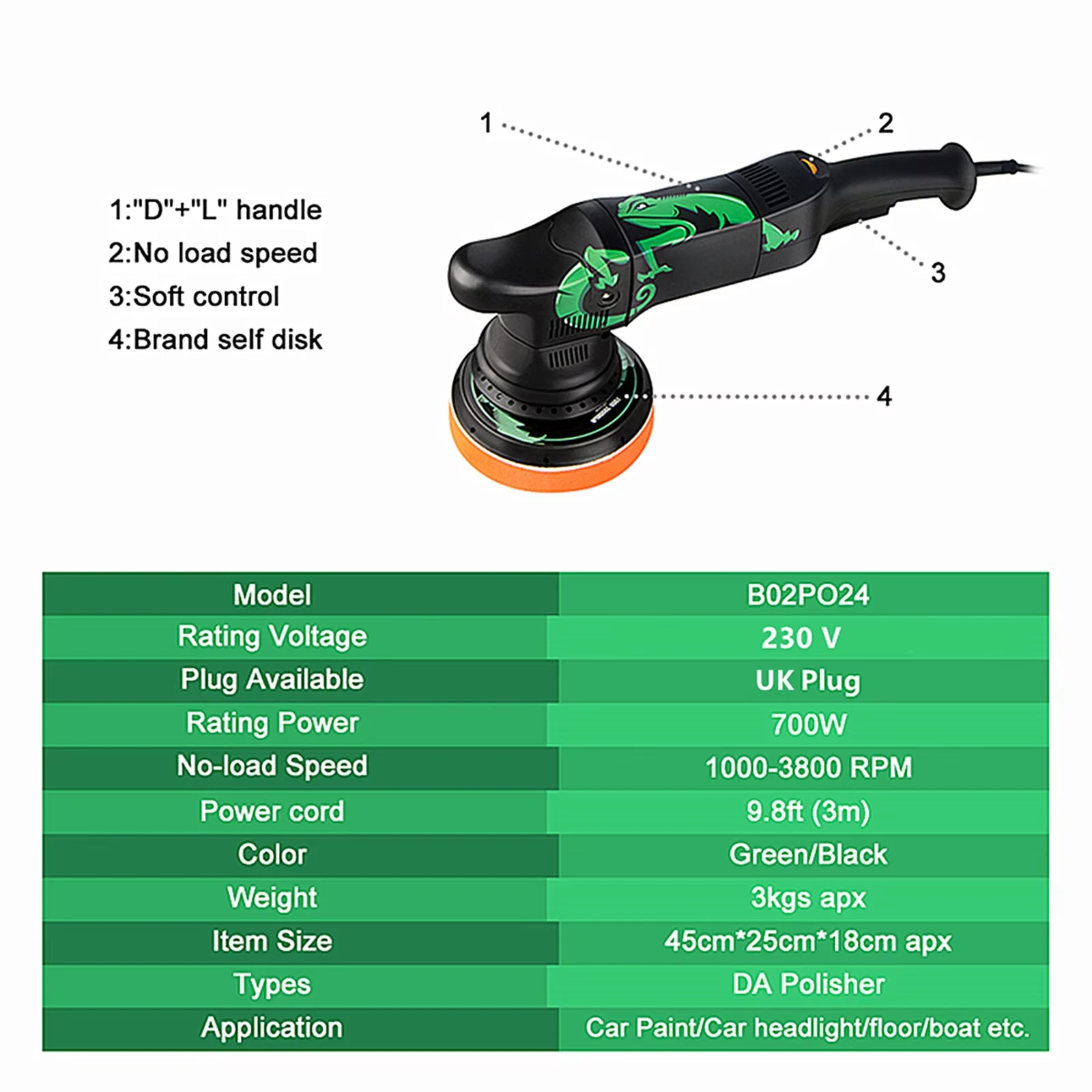 6-Inch electric double-action polisher random large rail car polisher with 21mm backing plate for detail design