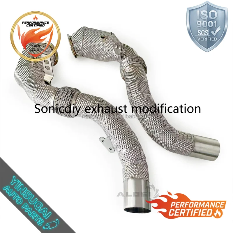 Cuski Stainless Steel Downpipe with Heat Shield for BMW M850i G14 G15 G16 4.4T 2017-2020 Exhaust