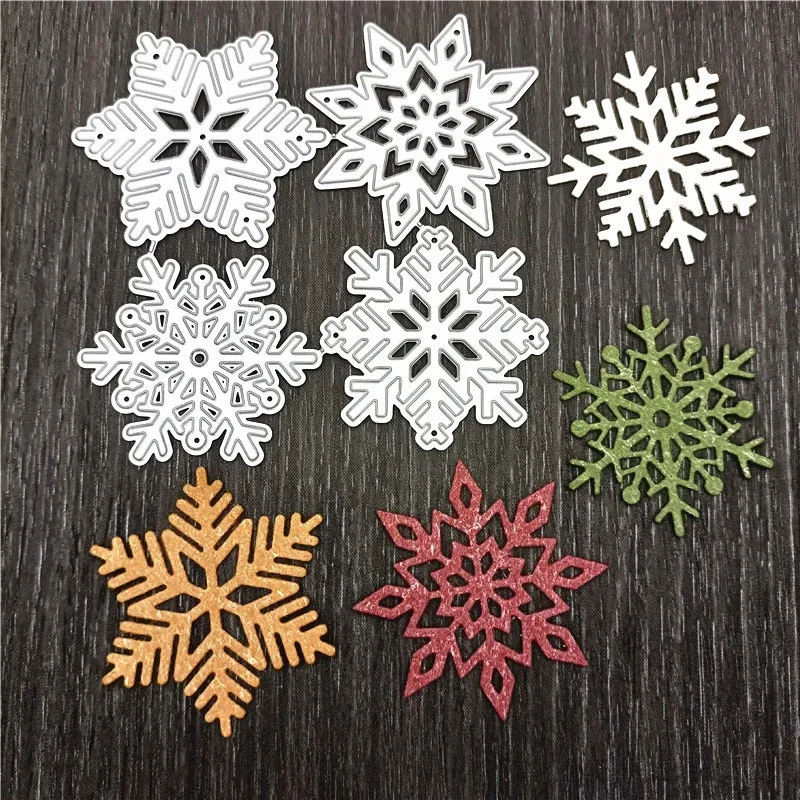 Plantillas de corte de copo de nieve de 4 unids/set, plantillas de corte de Metal de Navidad para bricolaje, plantilla de troquelado, plantilla