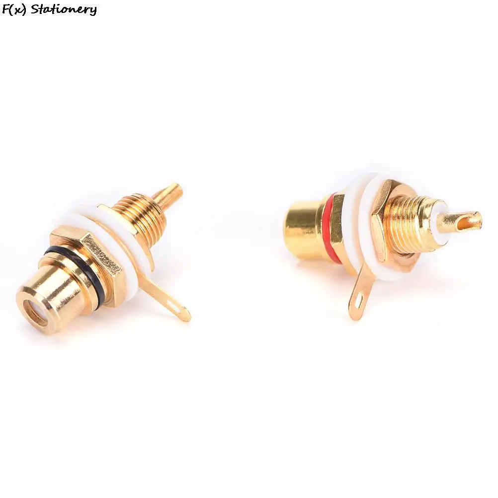 RCA Female Jack 10pcs Plated Connector Gold Panel Mount Chassis Audio Socket Plug Bulkhead White Cycle With Nut Solder Cup