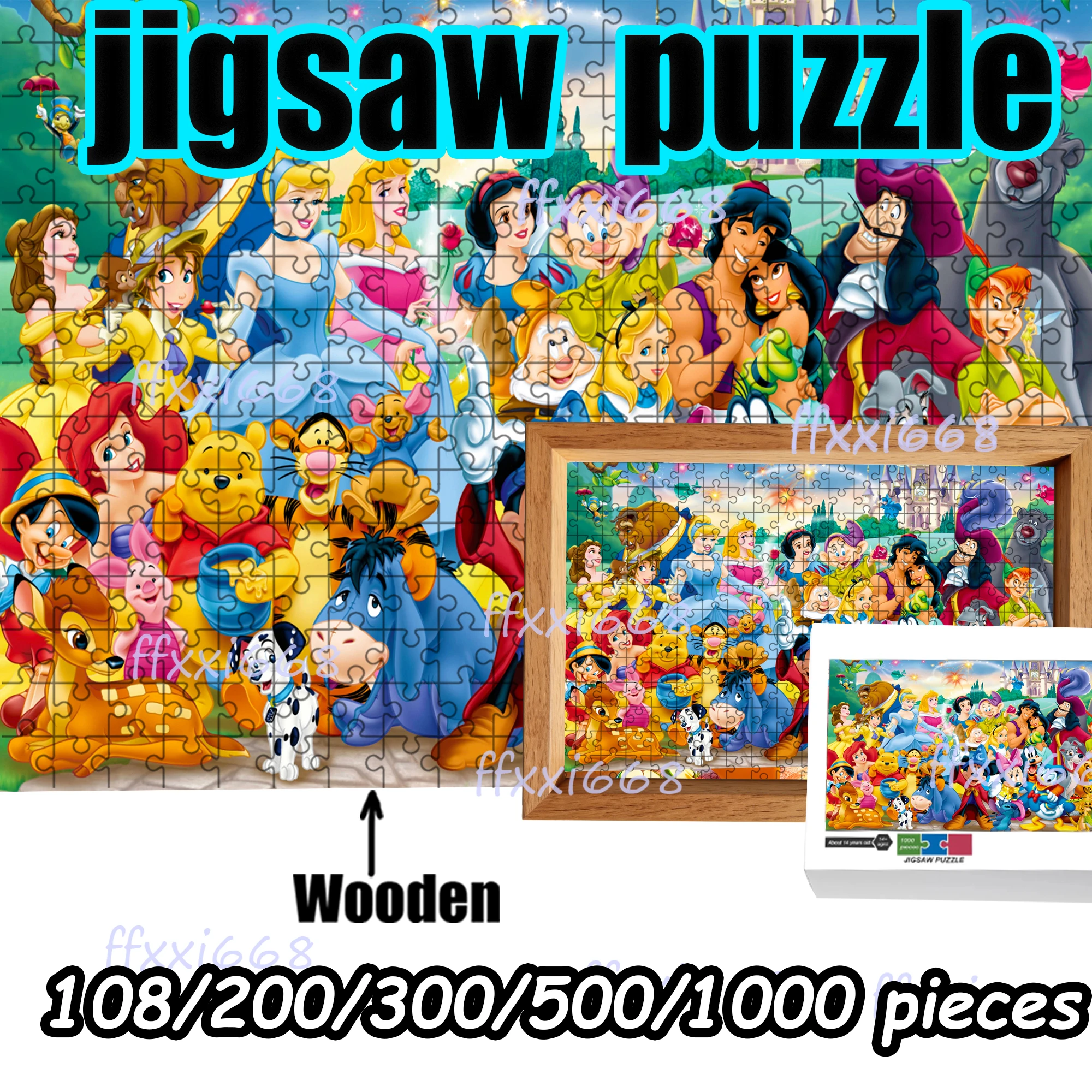 

Snow White, Alice, Mickey, Minnie, Jigsaw Puzzle 108/200/300/500/1000 Pieces Wooden Puzzle High Quality Gift Fun gift Toy