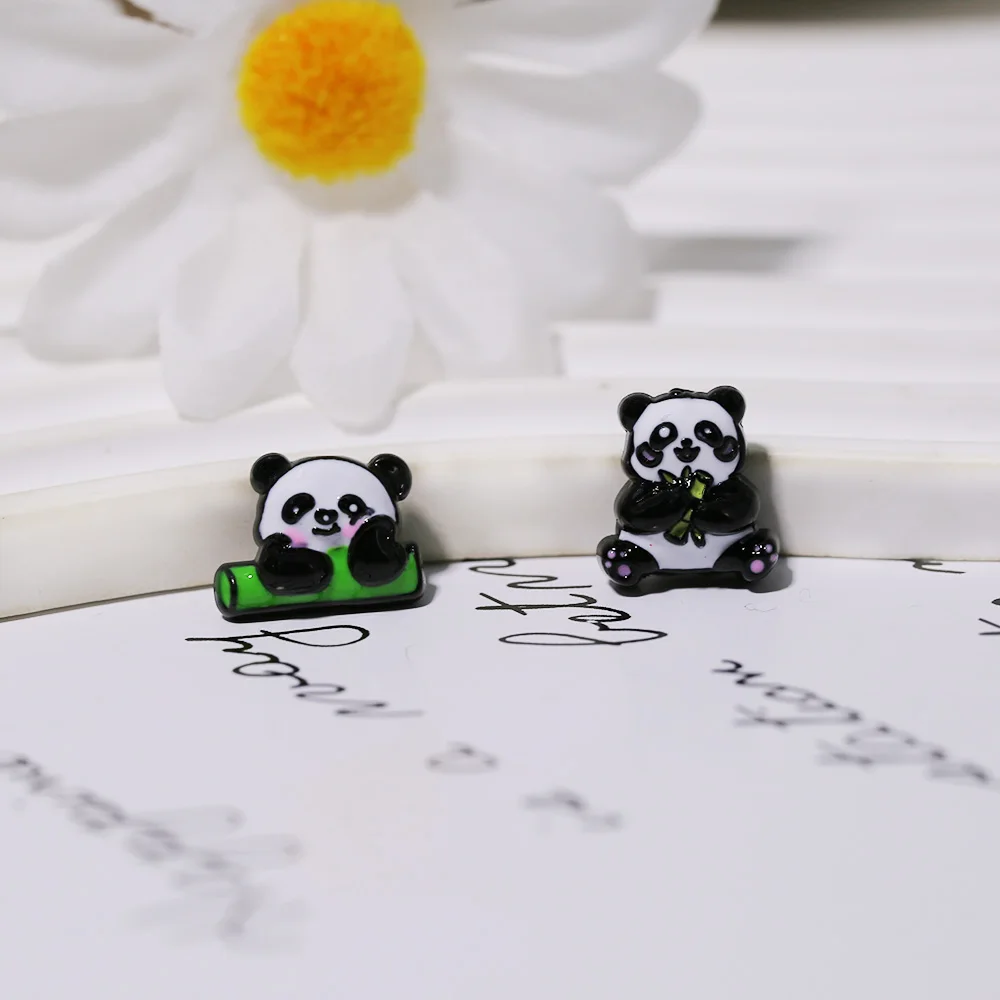 Original nuevo lindo Panda gigante agujero pasante accesorios de Metal goteo aceite 3D DIY hecho a mano teléfono cadena llavero pulsera